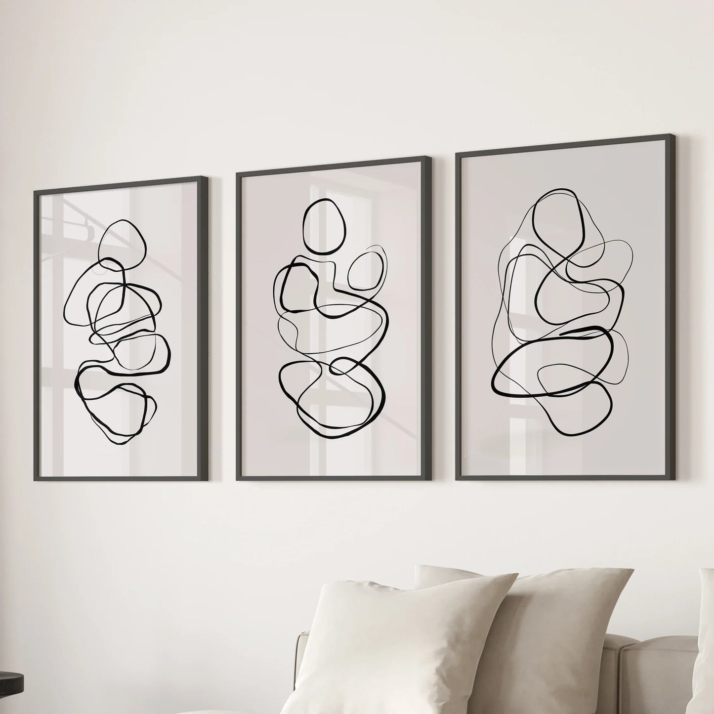 Abstract Line Art Wall Art Set of 3 – Minimalist Figure Drawings