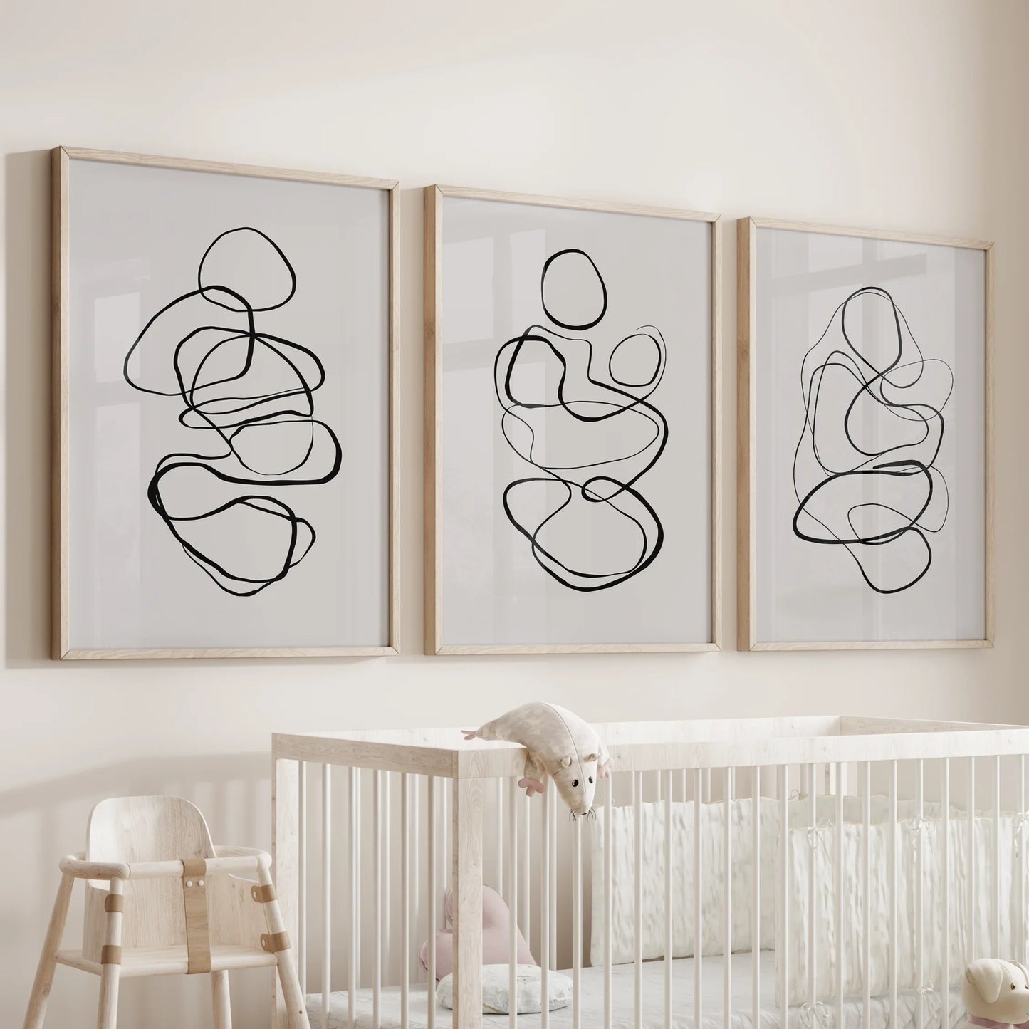 Abstract Line Art Wall Art Set of 3 – Minimalist Figure Drawings