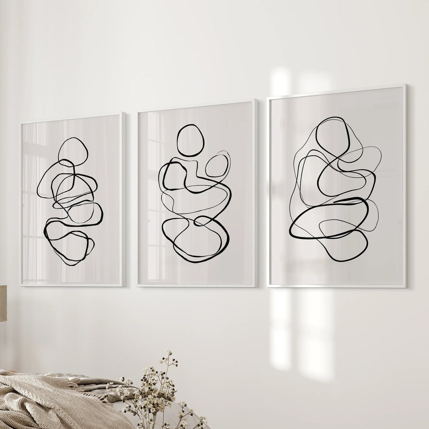 Abstract Line Art Wall Art Set of 3 – Minimalist Figure Drawings