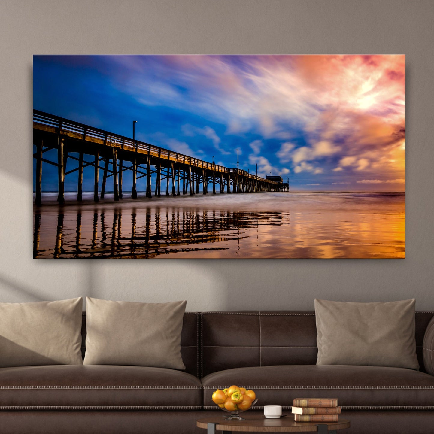 Pier at Dawn – Coastal Sunrise Canvas Wall Art