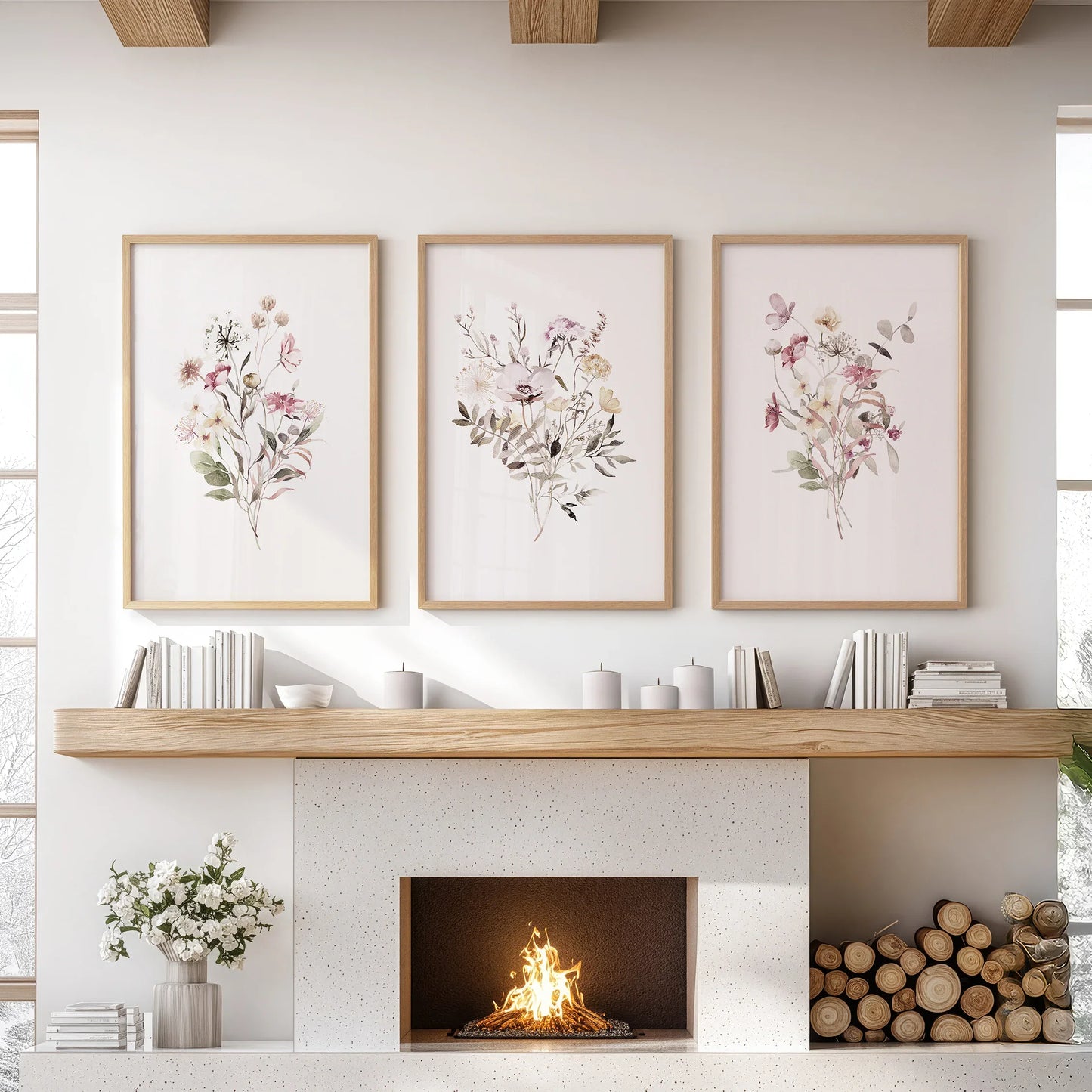 Whispering Wildflowers – Watercolor Botanical Set (3 Piece)
