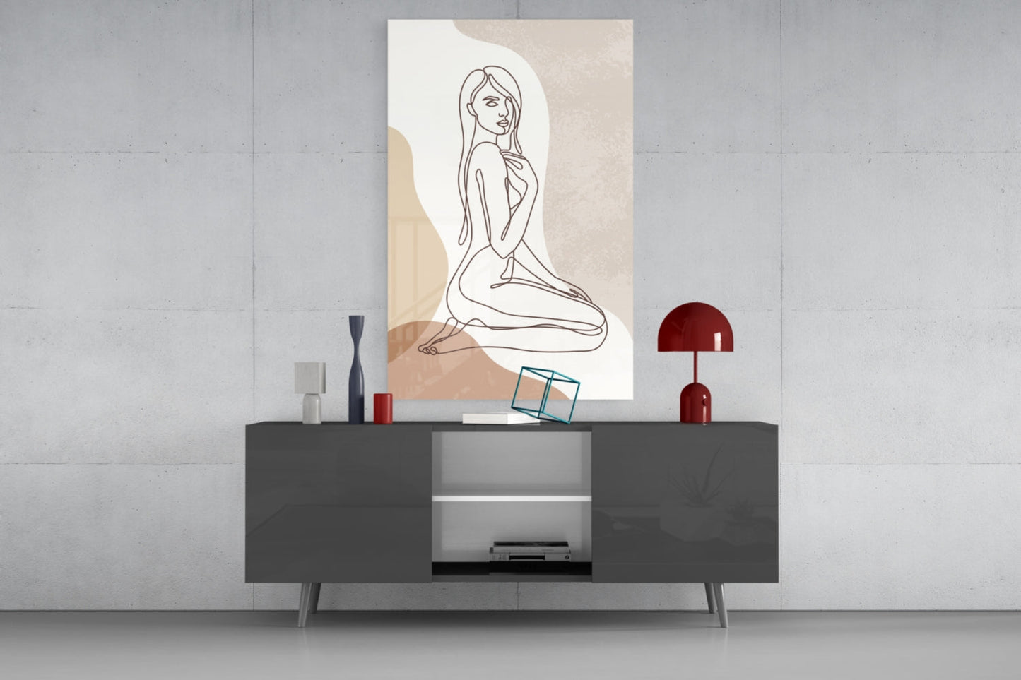 Soft Contour Muse – Glass Wall Art