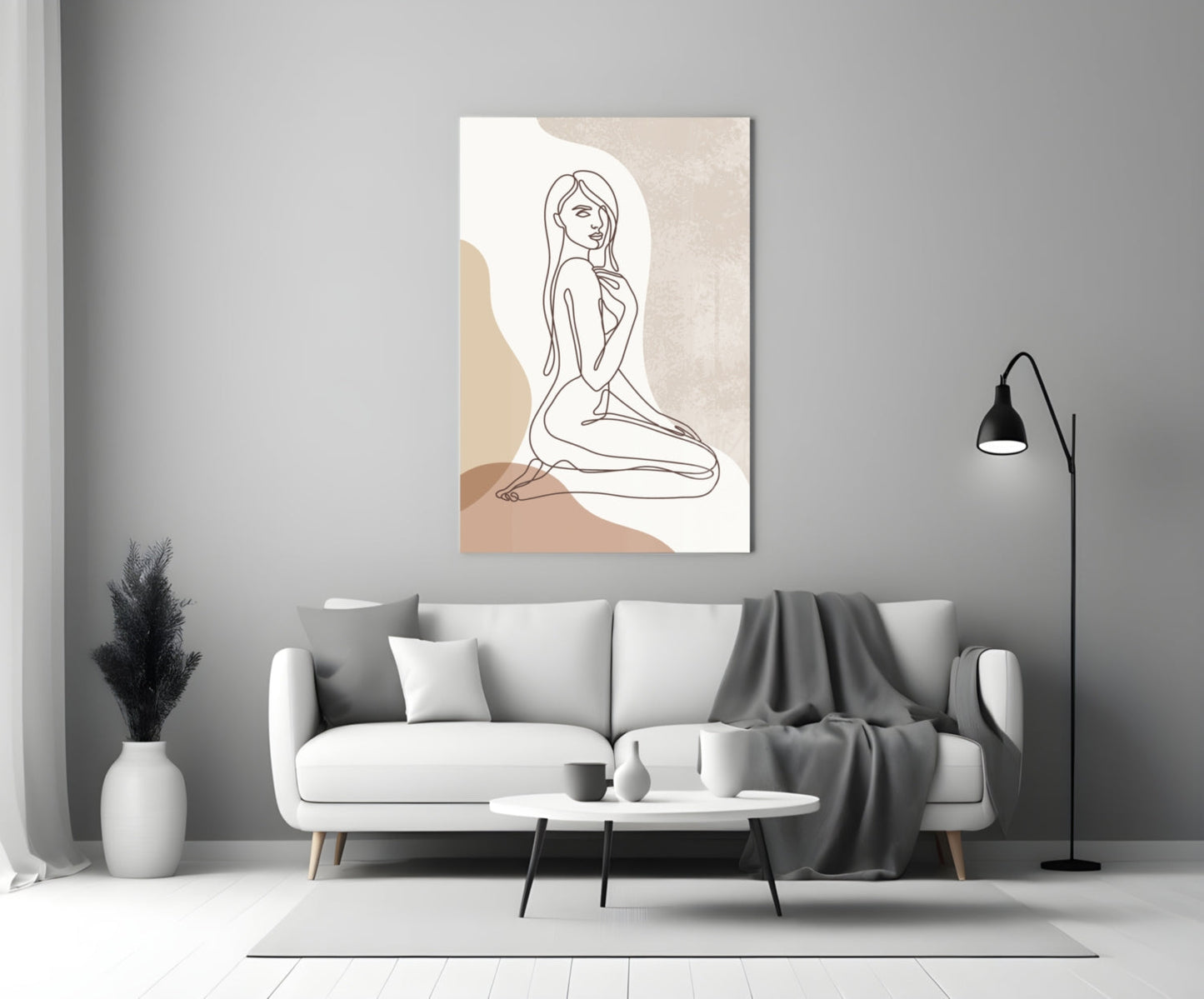 Soft Contour Muse – Glass Wall Art