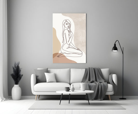 Soft Contour Muse – Glass Wall Art