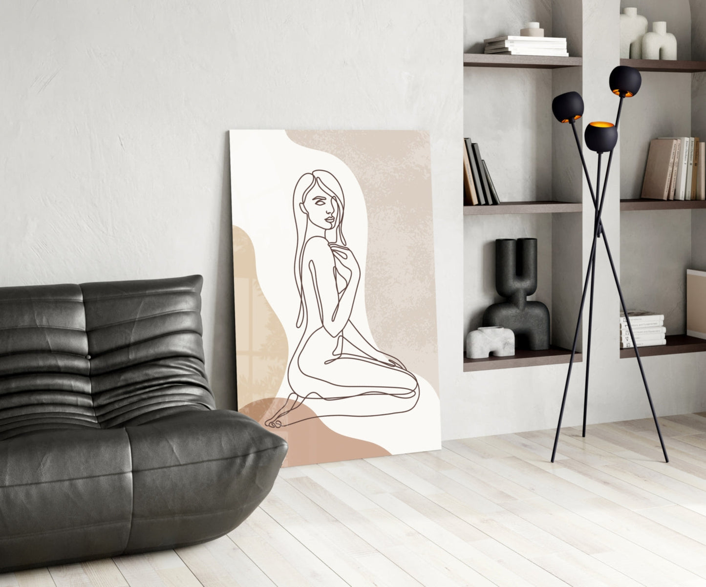 Soft Contour Muse – Glass Wall Art