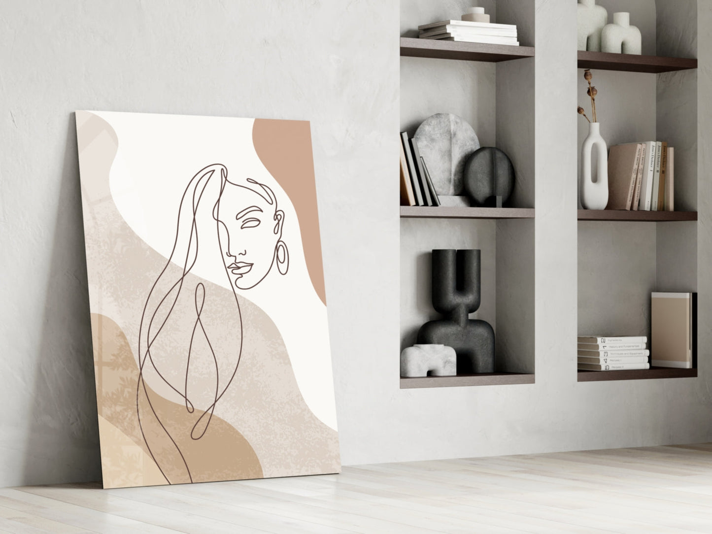 Clay‑Tone Muse – Glass Wall Art