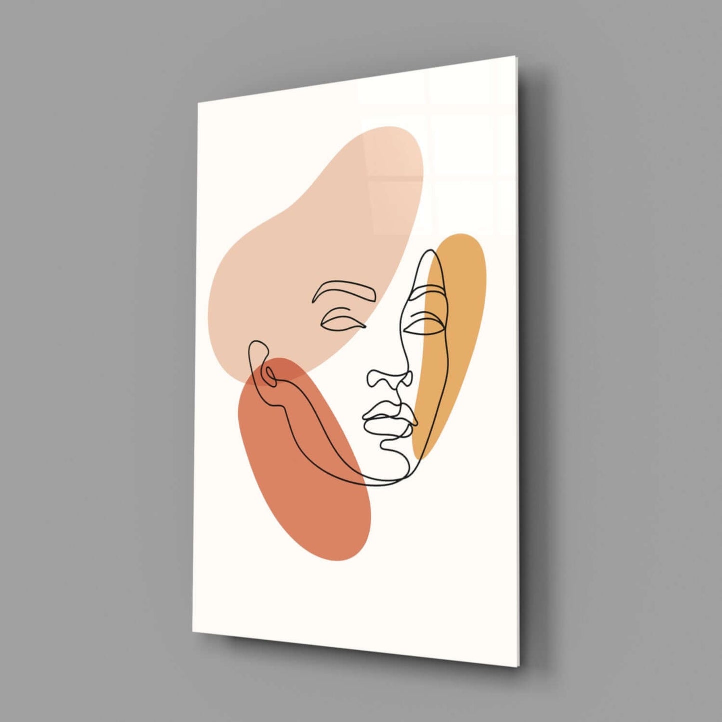 Sunlit Silhouette – Warm Minimal Line Art Glass Wall Art