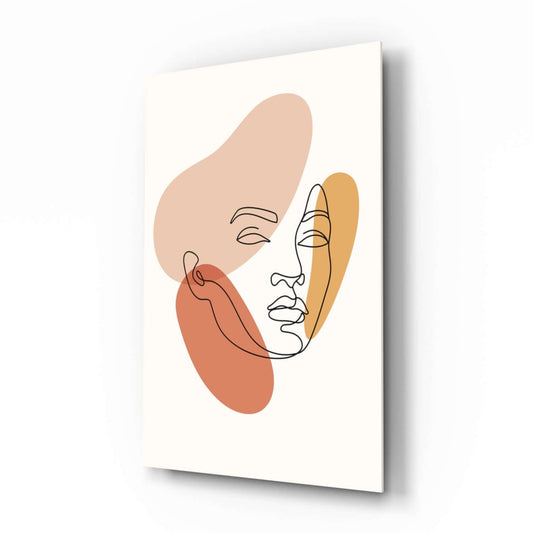 Sunlit Silhouette – Warm Minimal Line Art Glass Wall Art